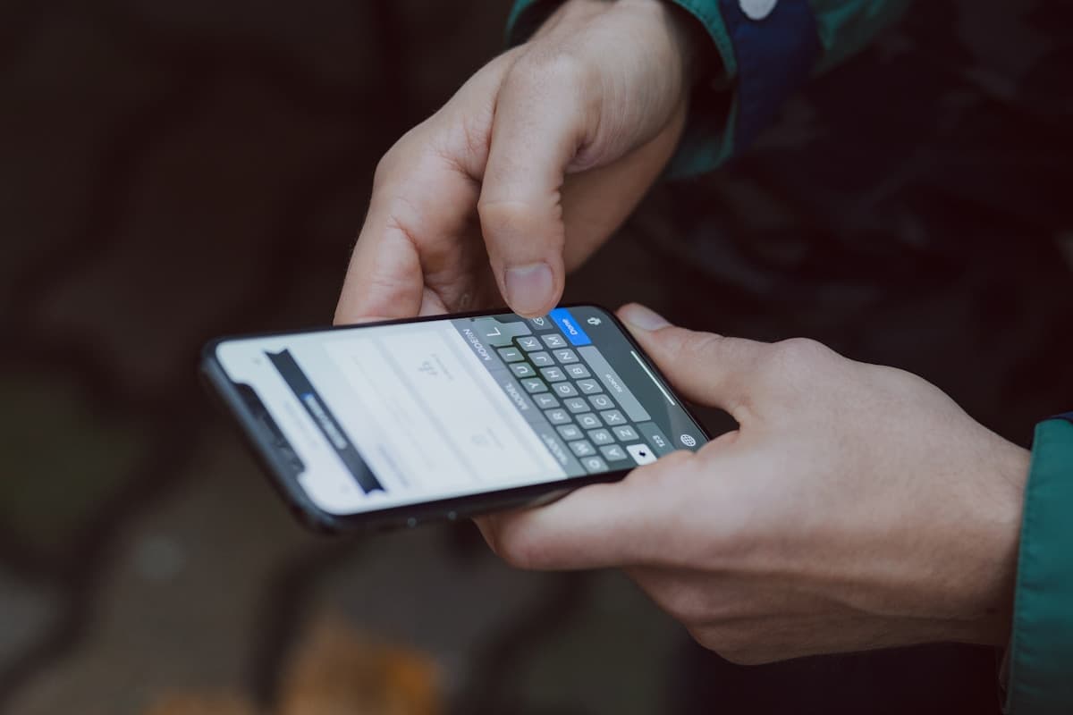 A person entering details on a banking app